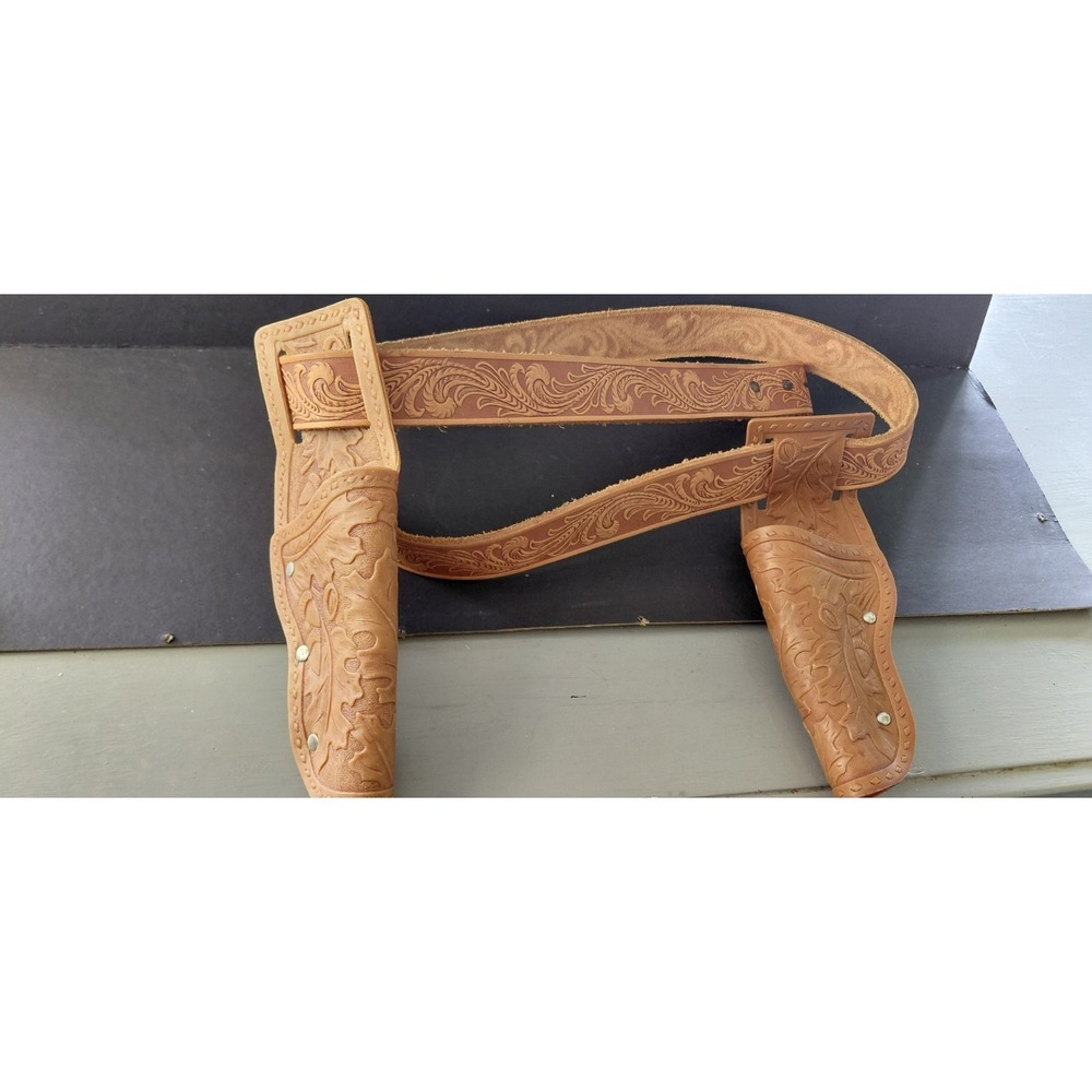 Costume vintage Leather & Plastic Western-style double gun holster belt Cowboy